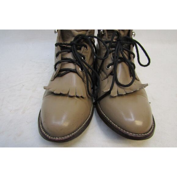 Cowtown Mens Size 6.5 D Taupe Leather Laces Kilt Ankle Cowboy Western Boots